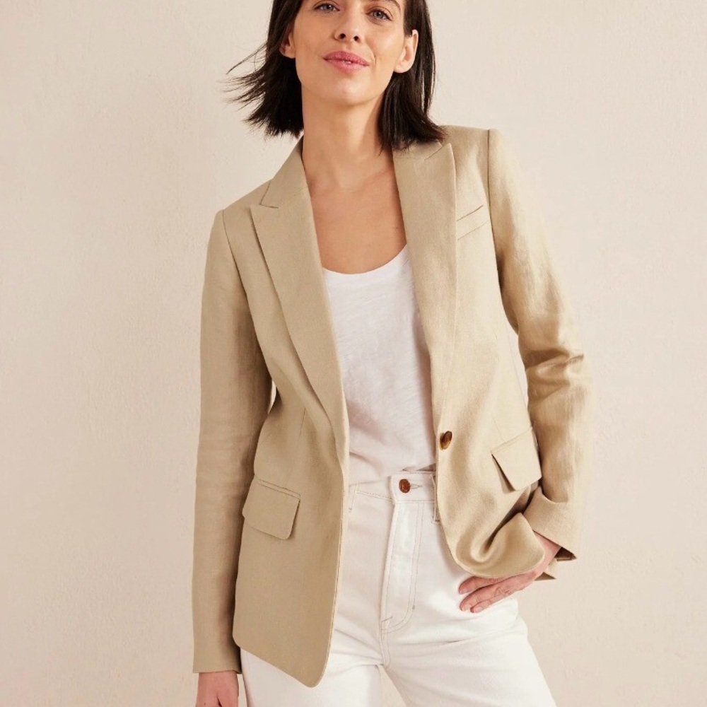 Boden Cambridge Tan‎ Neutral Linen Blazer